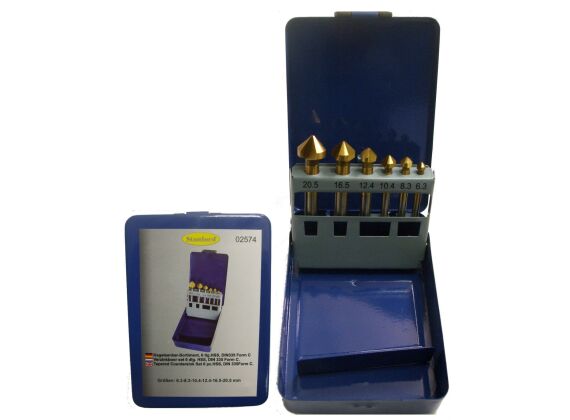 6-dlg. Verzinkboor set, HSS, DIN 335 Form C