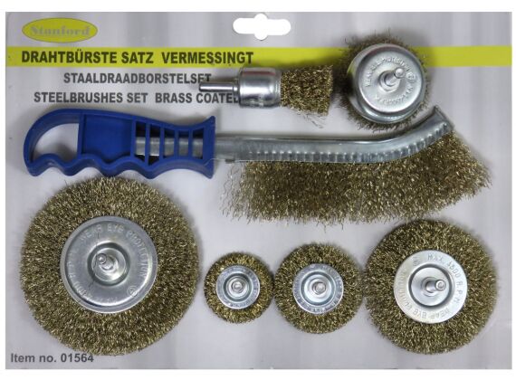 7-dlg. Staalborstelset vermessingt