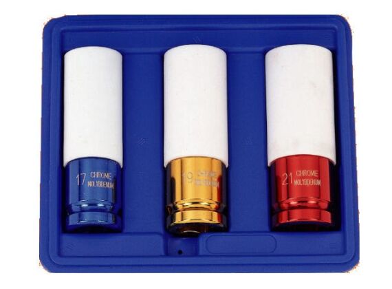 Doppenset 3-dlg. lang incl. beschermmantel 17-19-21 mm CV