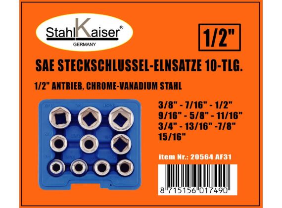Doppenset, 10-dlg. INCH CV