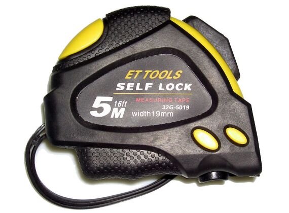 Rolmaat 5 m x 19 mm, metrisch, self-locking zwart