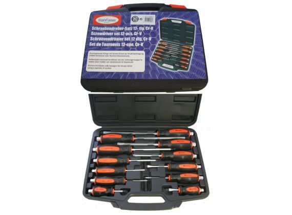 Profi Schroevendraaierset 12-dlg. 6x plat- 6x kruis, CV