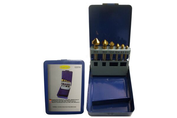 6-dlg. Verzinkboor set, HSS, DIN 335 Form C