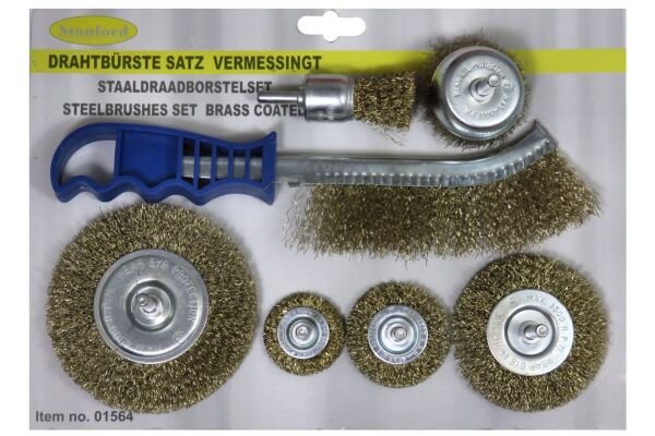 7-dlg. Staalborstelset vermessingt